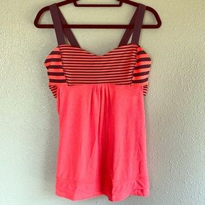 Lululemon Tank w/Built-in Bra (Neon Coral/Navy)